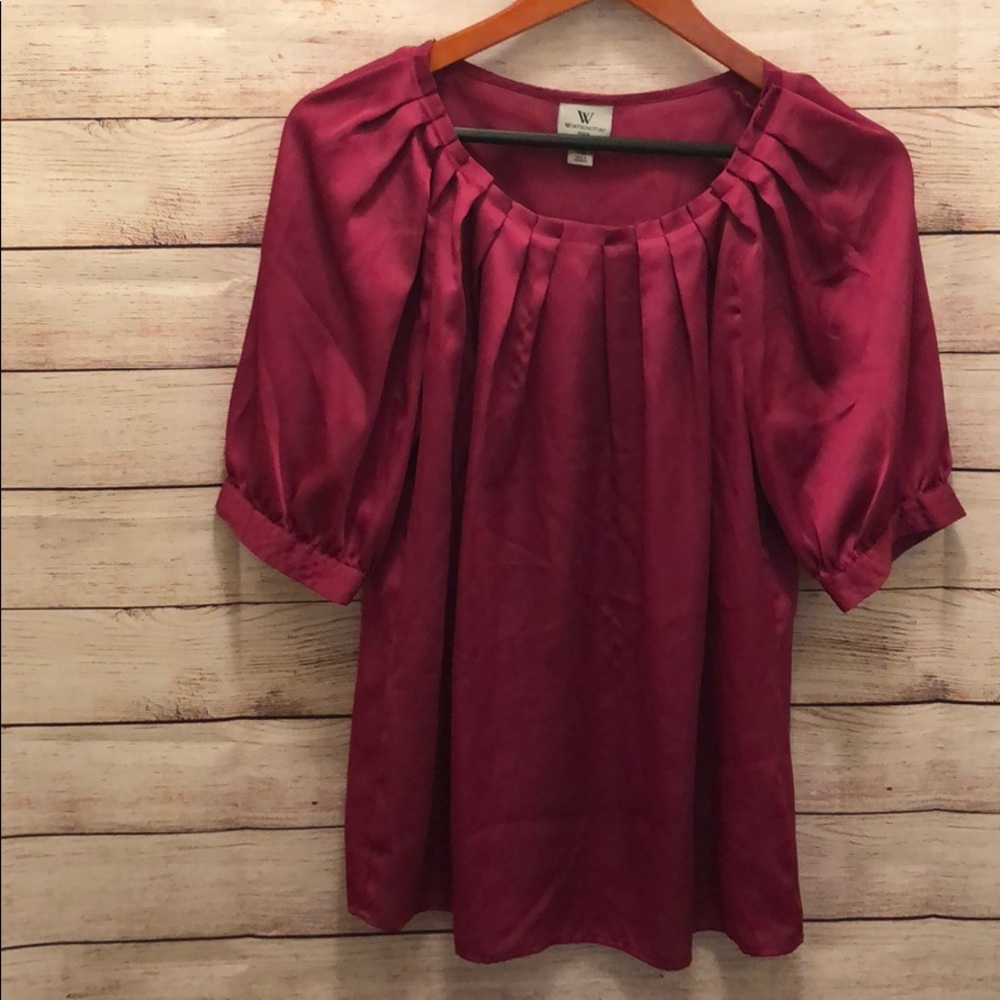Worthington small petite silk hot pink blouse